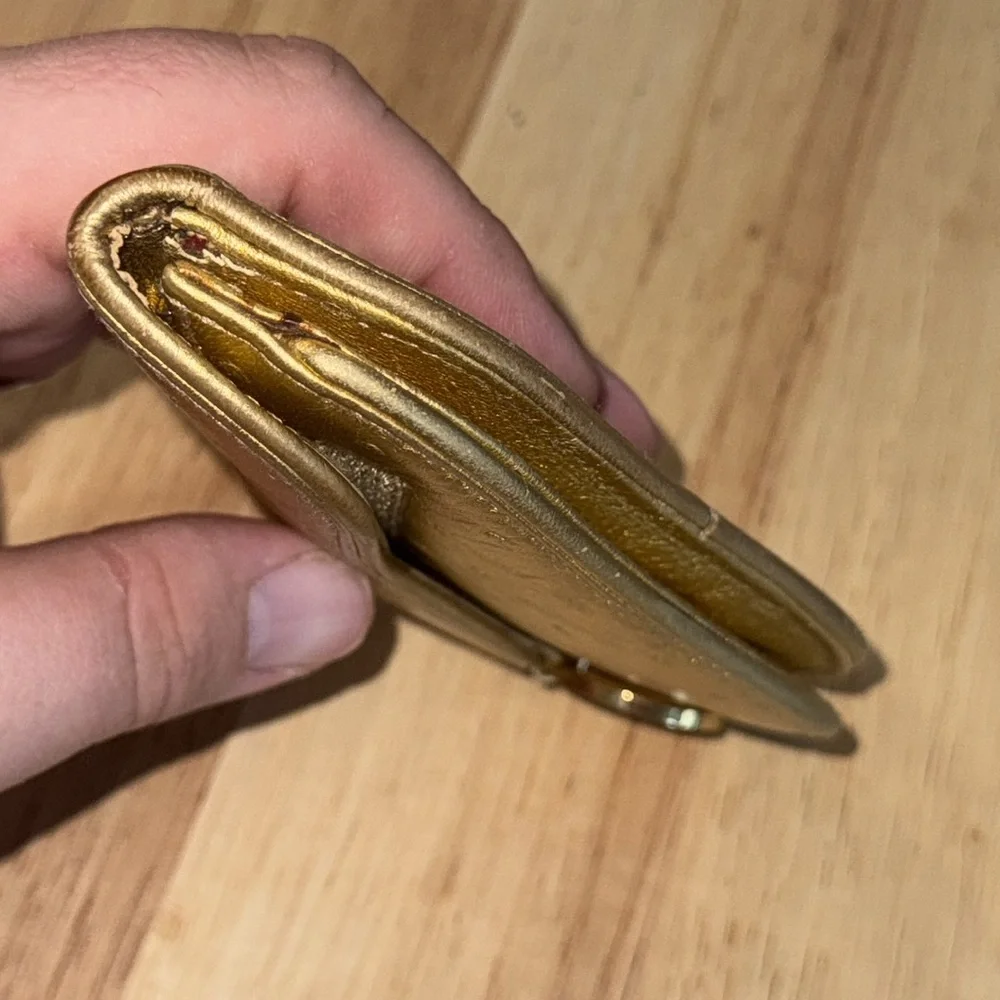 Christian Dior Gold ostrich Saddle-Shaped Pouch coin purse - Picture 4 of 10